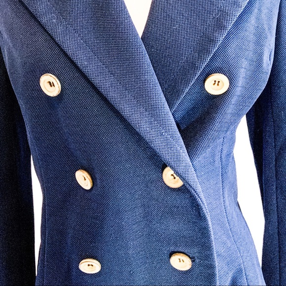 Neiman Marcus vintage 1970s double breasted navy blue blazer - Picture 3 of 7